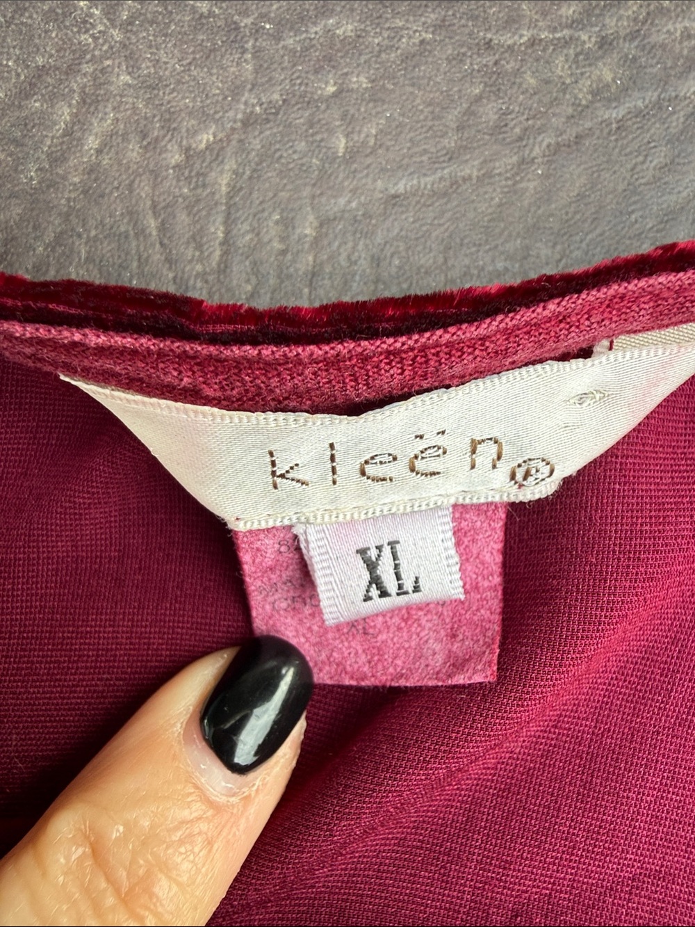 Kleen XL Velvet Button-Front Tunic Top - Red silk blend gorgeous - Picture 7 of 10